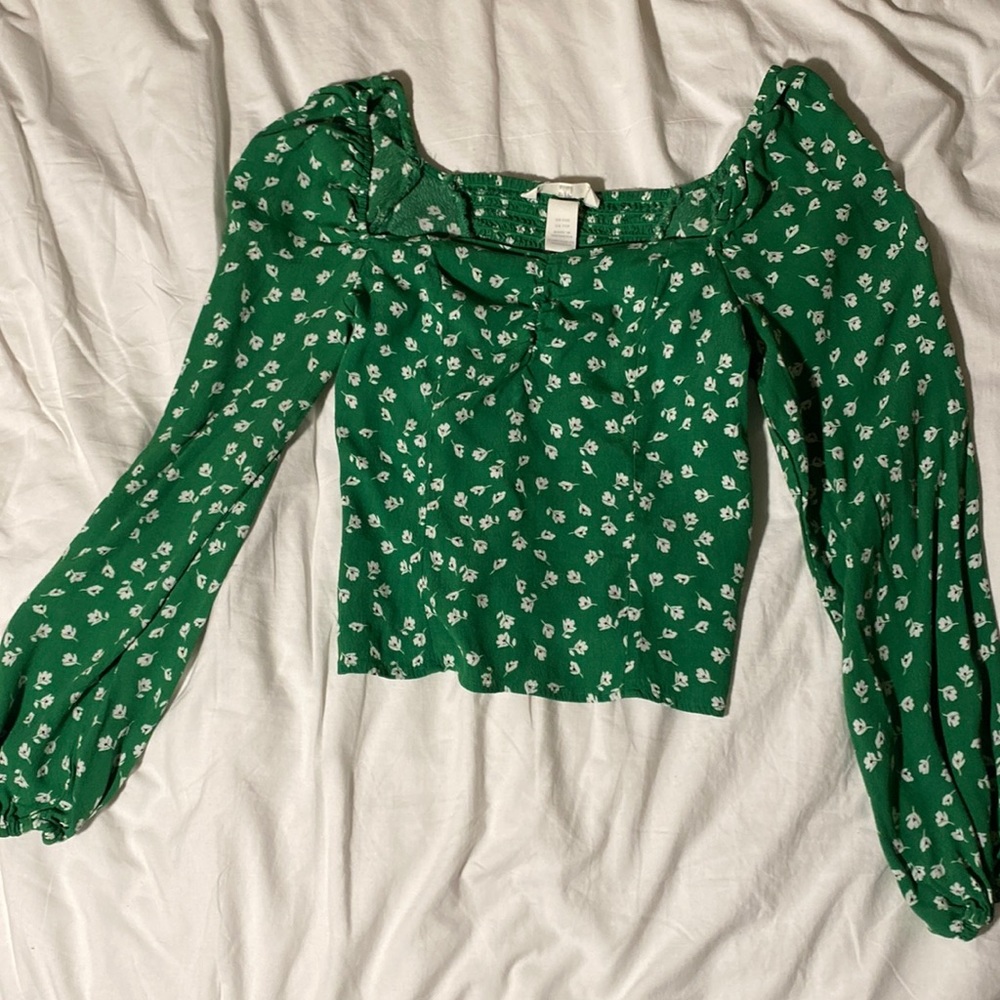 green floral h&m summery top